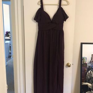 Cold shoulder dark purple formal dress